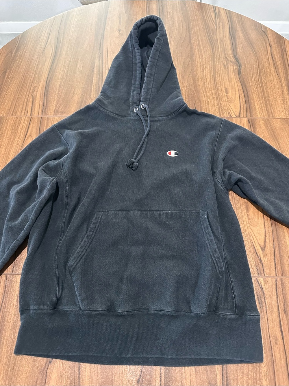 Champion Black Pullover Hoodie with Small Logo